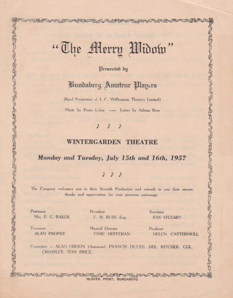 The Merry Widow program cover