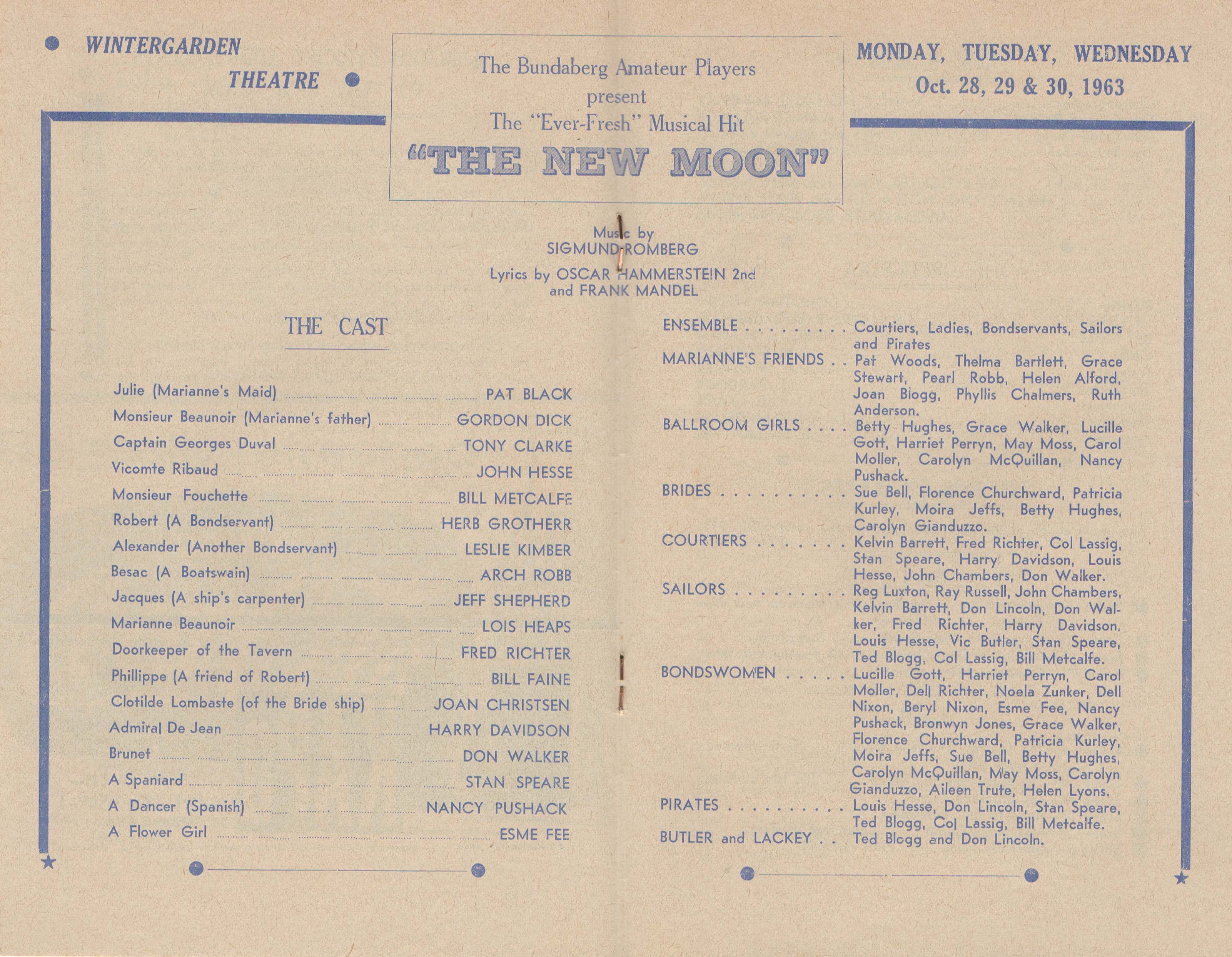 New Moon program inside pages six and seven
