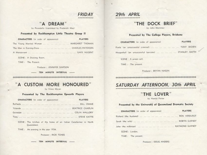 festival of drama program pages nine and ten